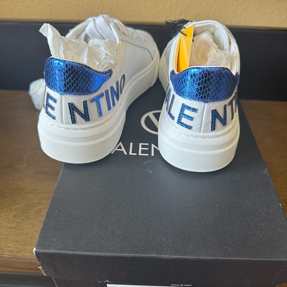 Valentino White Sneakers with Blue Details size 38 - Picture 2 of 9